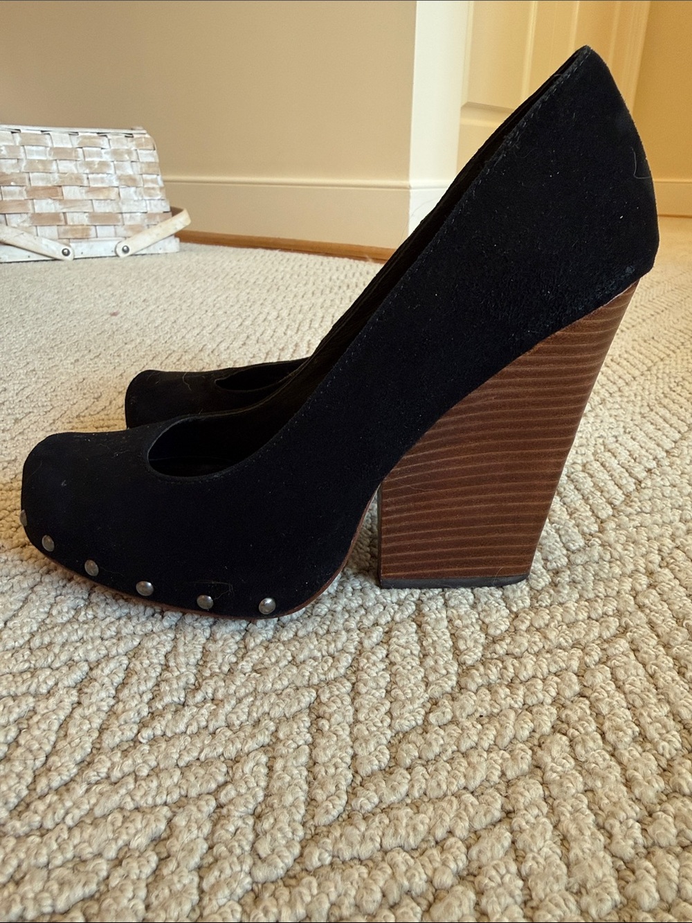 Dolce Vita Black Suede Platform Block Heel Pumps